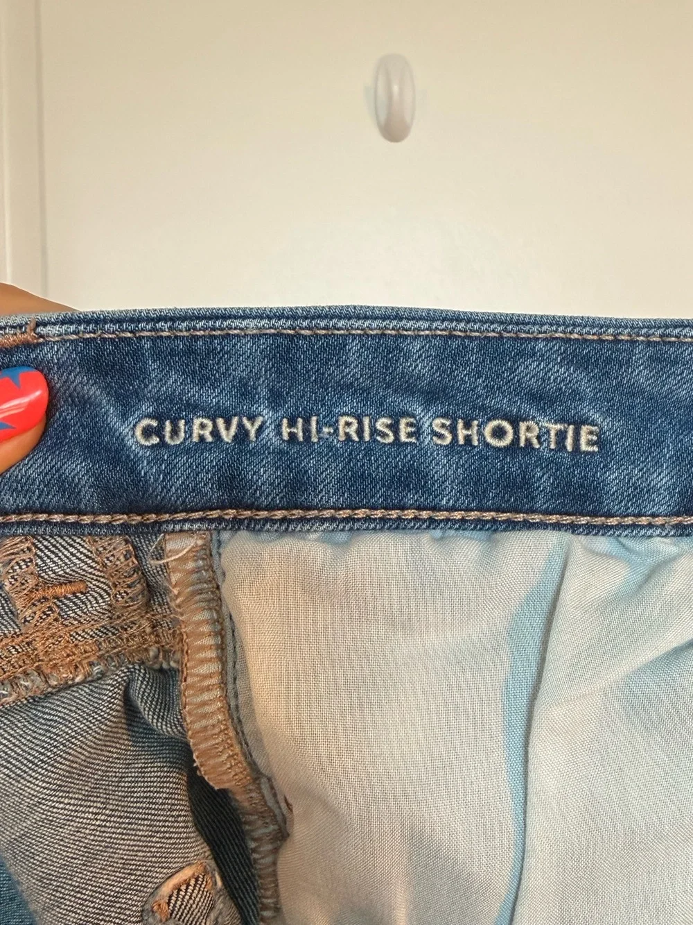 American Eagle Outfitters Curvy Hi-Rise Distressed High-Rise Denim Shorts